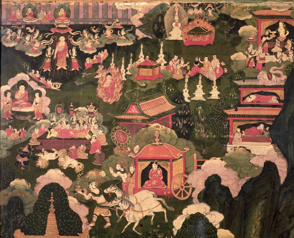 Parinirvana und der Tod Buddhas, aus „Das Leben des Buddha Shakyamuni“ von Tibetan School