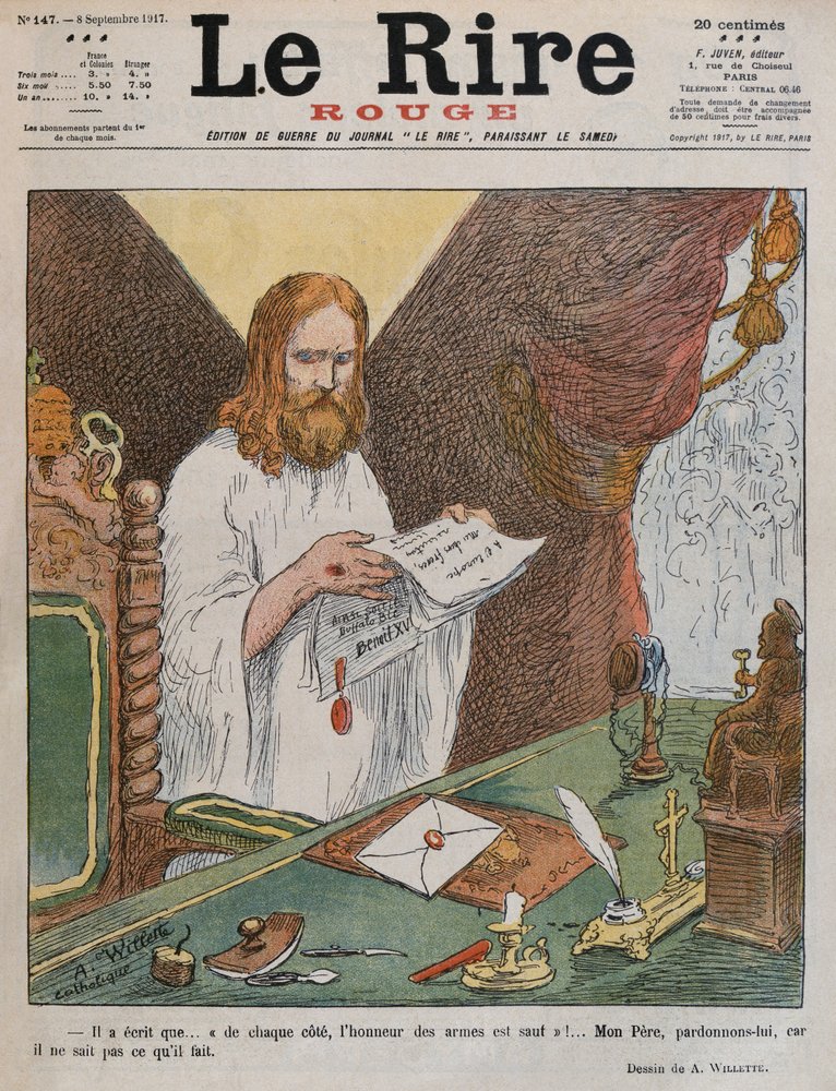 Jesus Christus liest den Friedensplan von Papst Benedikt XV ...