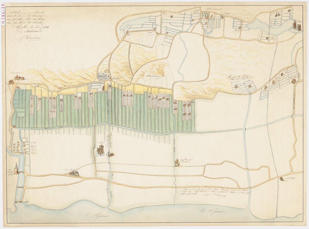 Kopie von 1870 der Karte von 1599 der Bleichfelder von Haarlem bei Bloemendaal von Adriaan Justus Enschedé