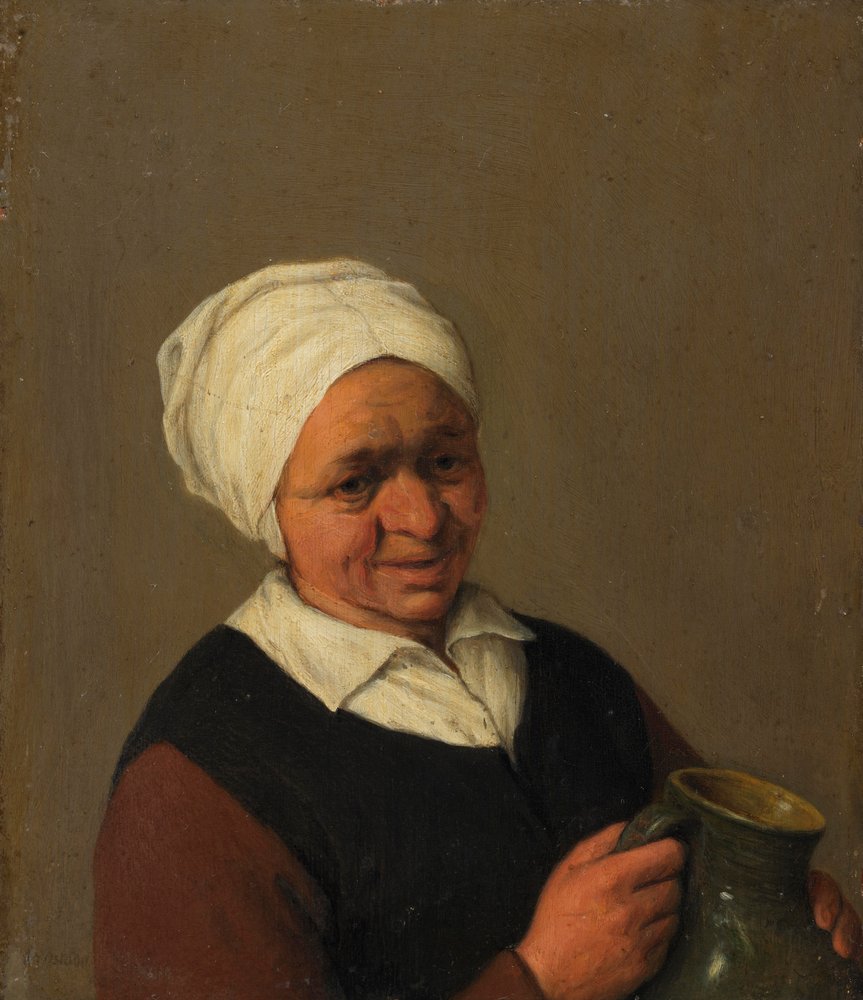 Alte Bäuerin mit einem Krug, ca. 1643 von Adriaen Jansz. van Ostade