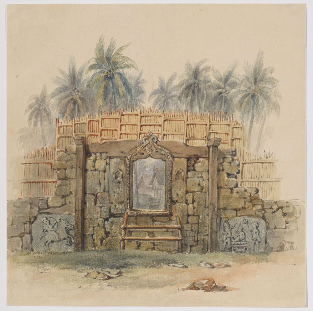 Korallensteinmauer mit gerahmter Öffnung zum Dorf Dula (Dullah), Insel Dullah, Kai-Inseln, Südost-Molukken von Adrianus Johannes Bik