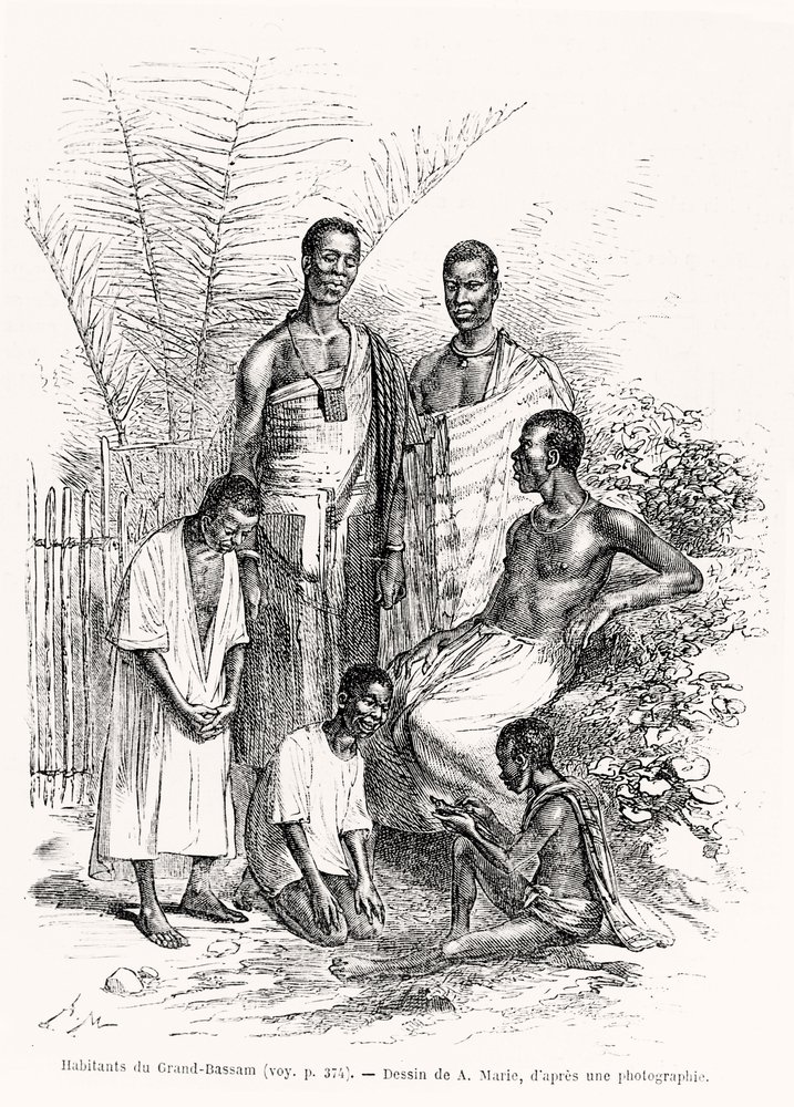 Einwohner von Grand-Bassam, Illustration aus Le Tour du Monde, 1868 von Adrien Emmanuel Marie