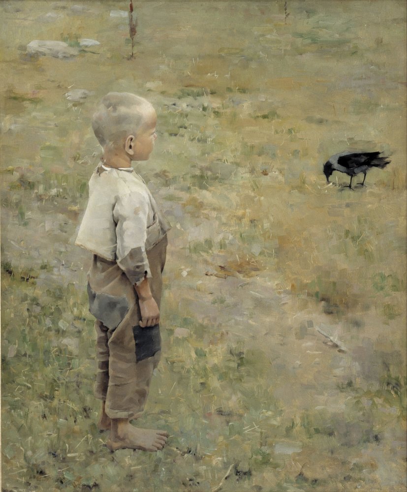 Knabe mit Krähe von Akseli Gallen-Kallela