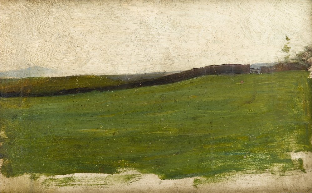 Landschaft mit grüner Wiese und Mauer mit Tor, ca. 1900 von Albert de Belleroche