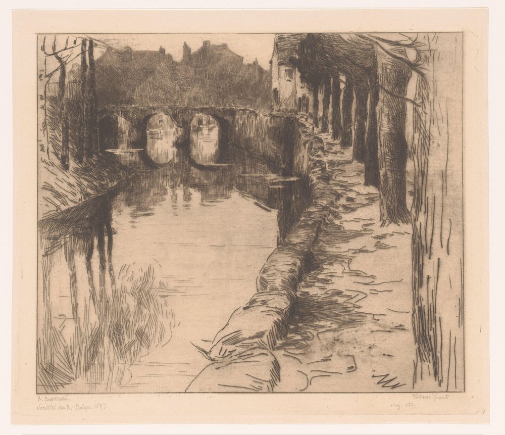 Alte Brücke über einen Kanal in Diksmuide von Albert Baertsoen