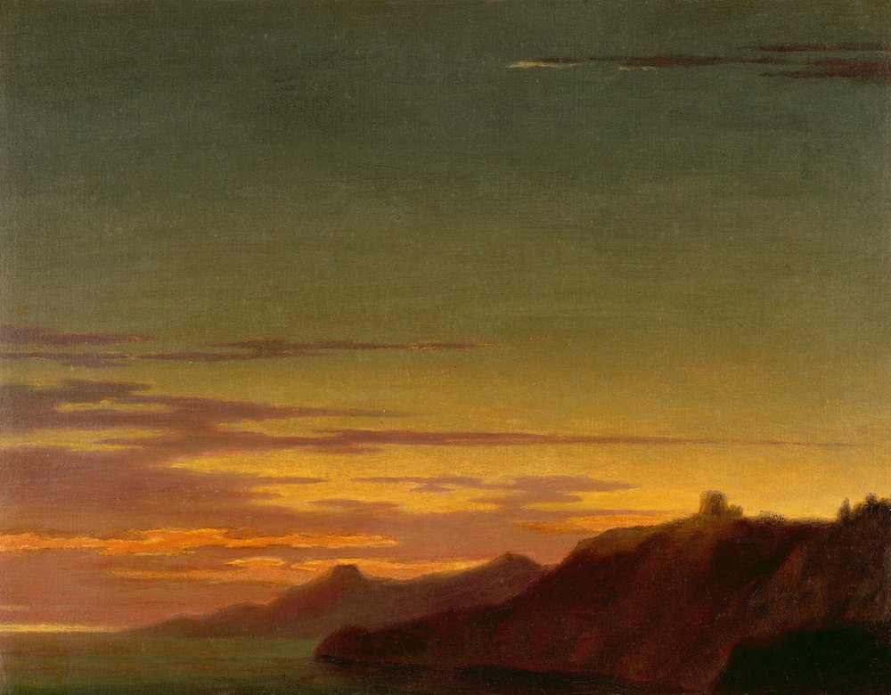 Ende des Tages: Sonnenuntergang an der Küste, um 1768-75 von Alexander Cozens