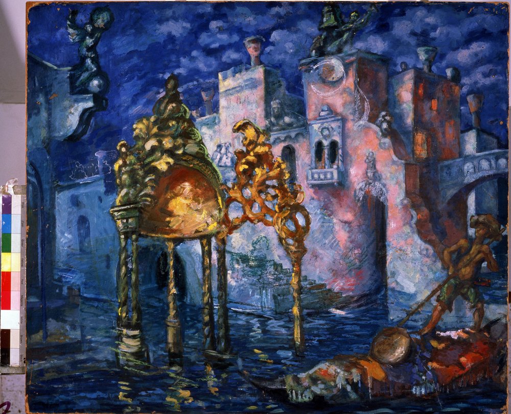 Venedig, Bühnenbild für das Stück La Locandiera von Carlo Goldoni (1707-1793). Gemälde von Anatoli Afanasyevich Arapov (1876-1949) von Anatoli Afanasyevich Arapov