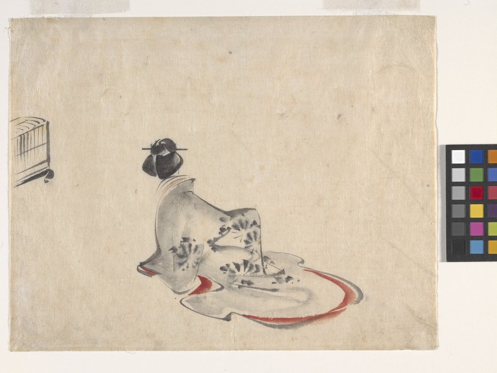 Eine Frau verbeugt sich von Ando or Utagawa Hiroshige