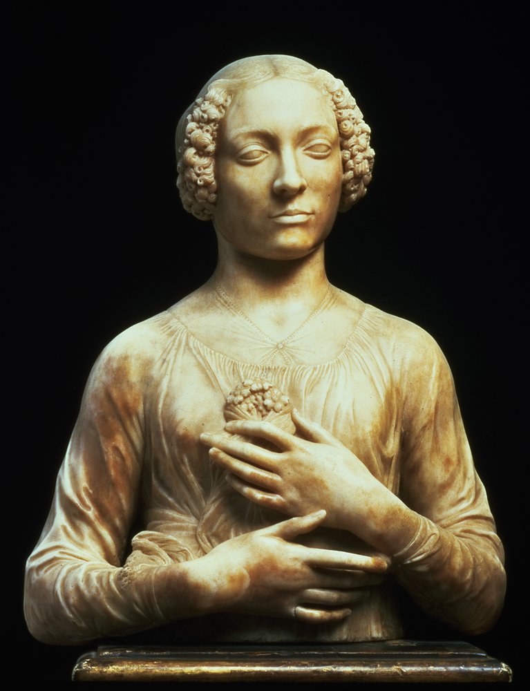 Frau mit einem Blumenstrauß, um 1475-80 von Andrea del Verrocchio