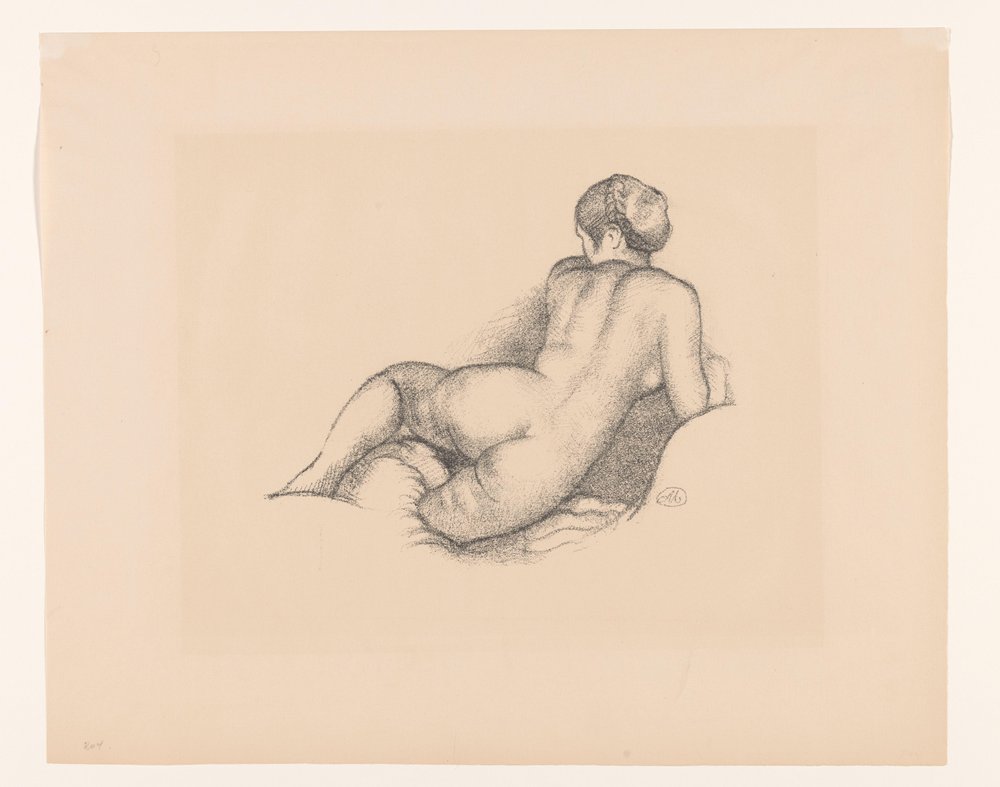 Weiblicher Akt, von hinten gesehen. Dina, auf ihren rechten Ellbogen gestützt (Originaltitel) von Aristide Maillol