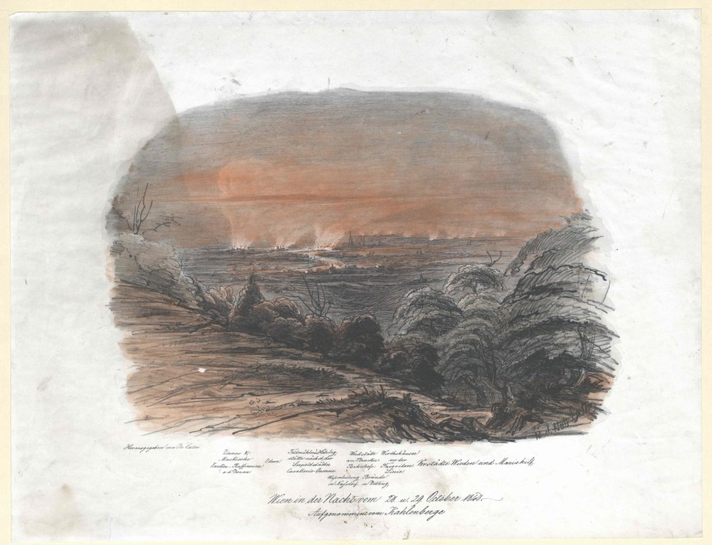 Wien in der Nacht vom 28. auf den 29. Oktober 1848. Aufnahme vom Kahlenberg