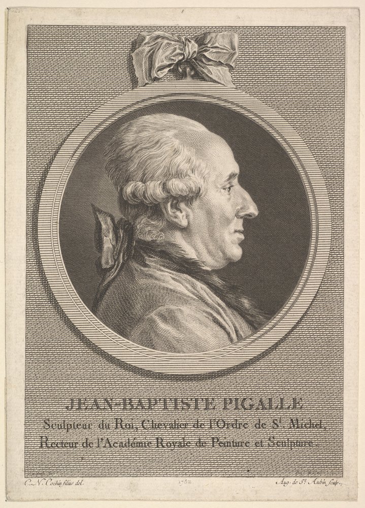 Porträt von Jean-Baptiste Pigalle von Augustin de Saint-Aubin
