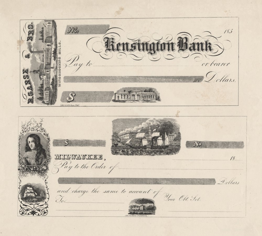 Banknote für die Kensington Bank, 1850 von Augustus Kollner