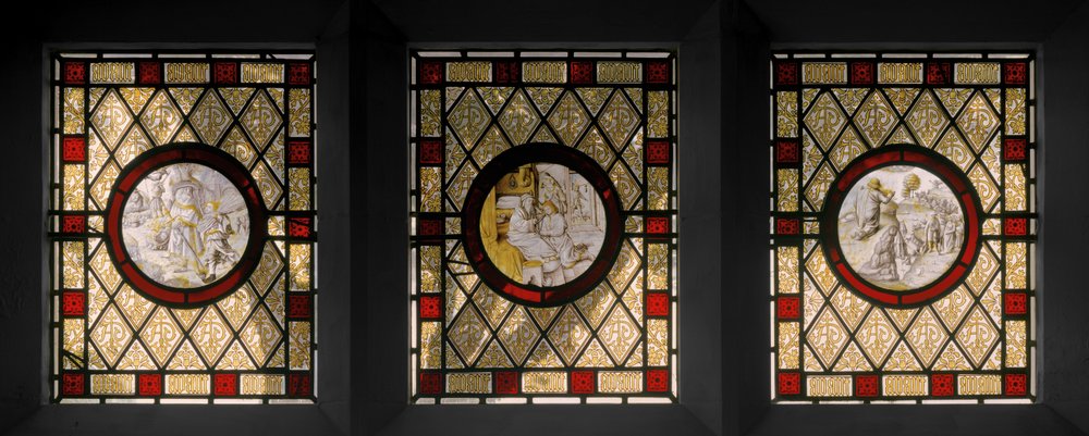 Bibliotheksfenster mit niederländischen Rundfenstern von Augustus Welby Northmore Pugin