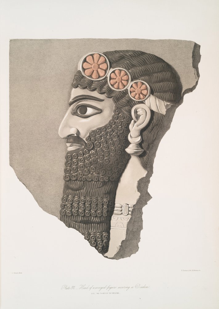 Kopf einer geflügelten Figur mit Diadem, 1849 von Austen Henry Layard