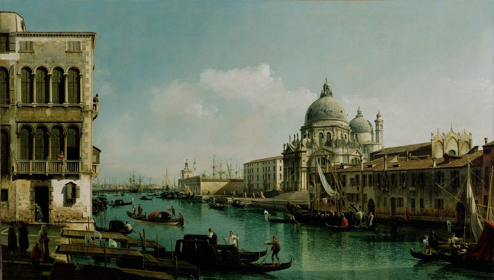 Blick auf den Canal Grande und die Punta della Dogana, ca. 1743 von Bernardo Bellotto