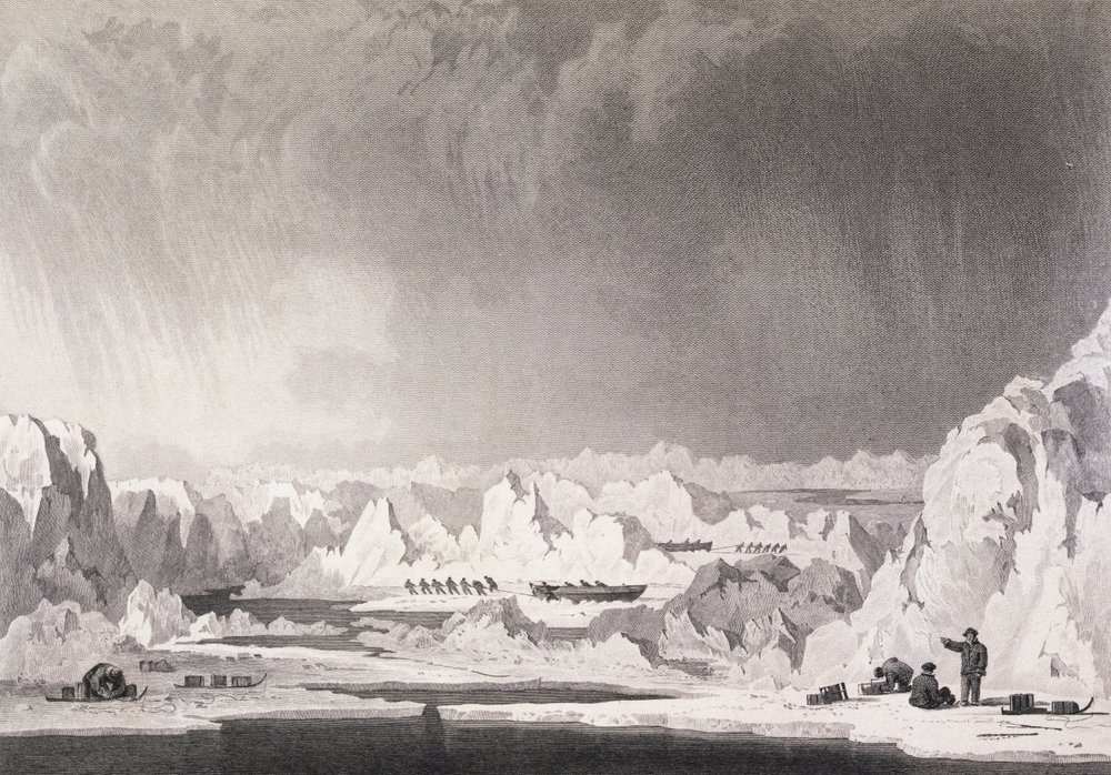 Reisen unter Eishügeln, aus 'Journal of a Third Voyage for the ...