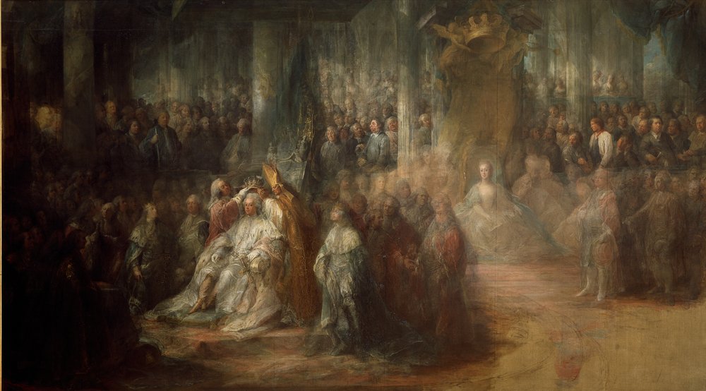 Die Krönung König Gustavs III. von Schweden (1746-92) von Carl Gustaf Pilo