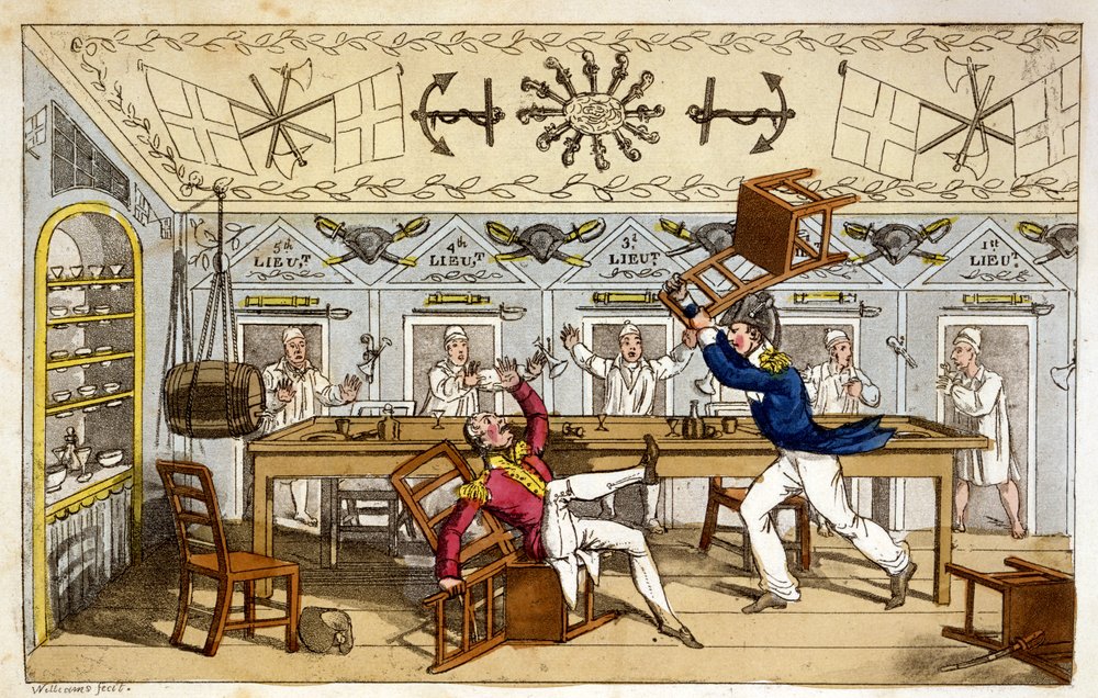 Der Ward Room: Newcome und Capt. Clackett, aus 'The Adventures of ...