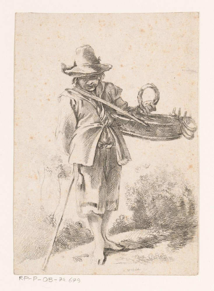 Junger Verkäufer von Backwaren in einer Landschaft von Claude Henri Watelet