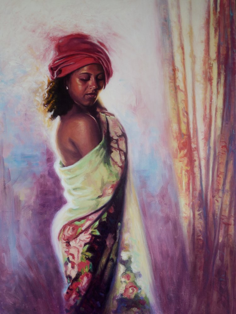 Der rote Turban, 2015 von Colin Bootman: Kunstdruck kaufen