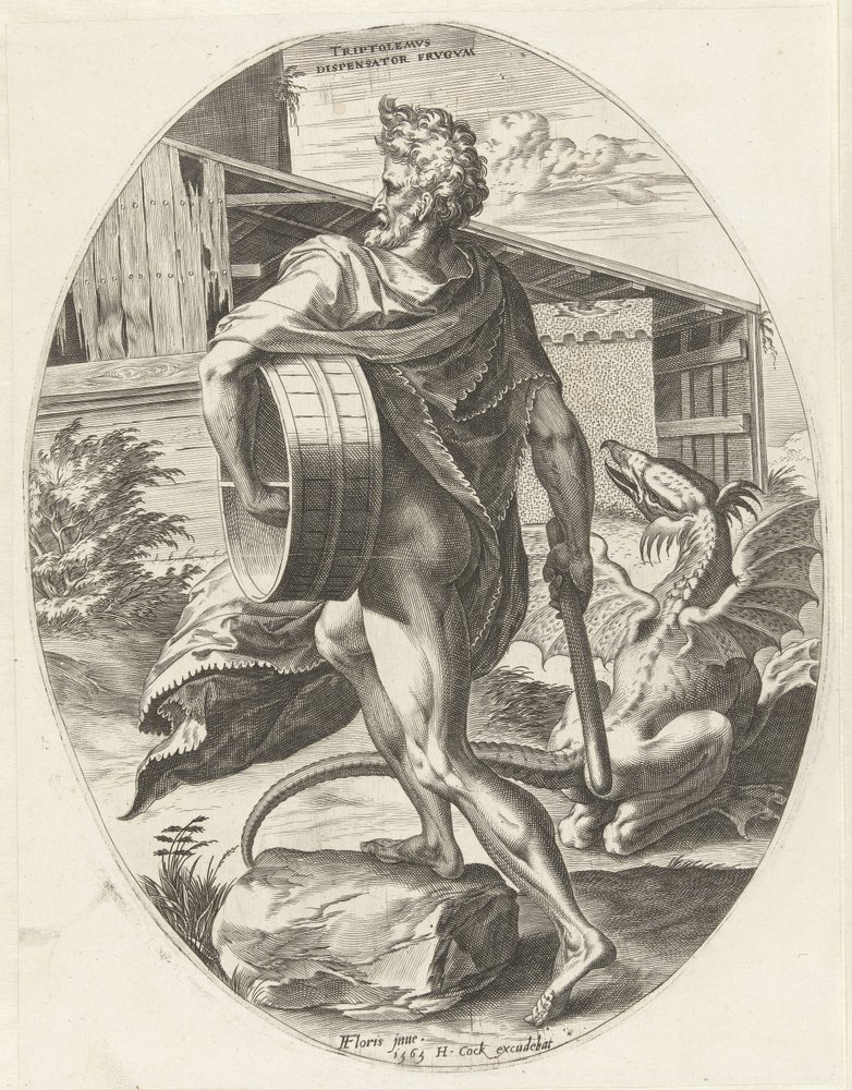 Triptolemos (Götter der Landwirtschaft) von Cornelis Cort