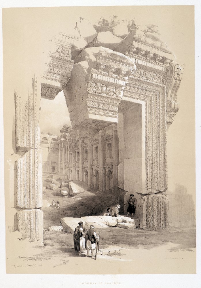Baalbek-Tor im Libanon, Zeichnung vom 07.05.1839 in „Das Heilige Land“, London 1849 von David Roberts