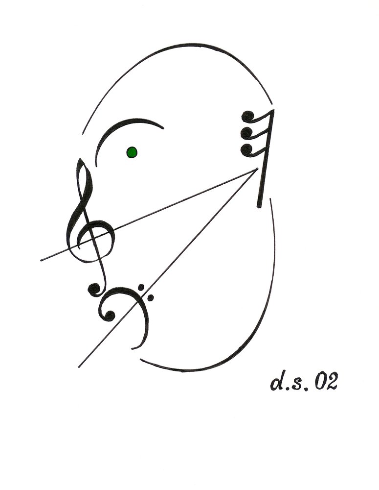 Diminuendo-Gesicht - ein singendes Gesicht gezeichnet mit musikalischen ...