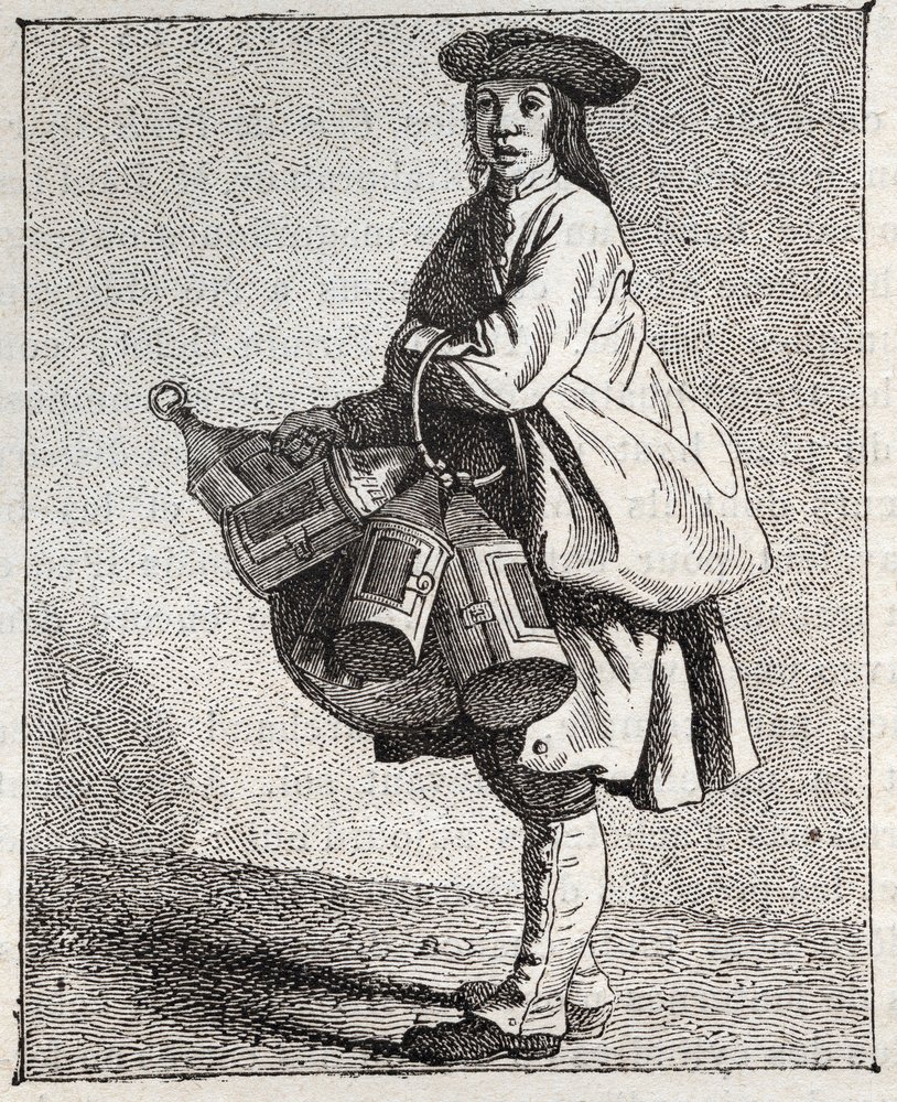 Der Laternenhändler - Kleines Gewerbe in Paris („Études prises dans le bas Peuple, ou les Cris de Paris“) - Gravur von Edme Bouchardon (1698-1762) von Edmé Bouchardon