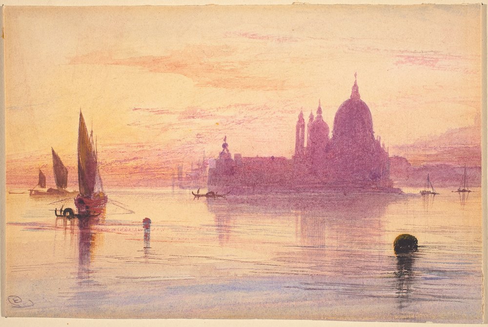 Santa Maria della Salute, Venedig, bei Sonnenuntergang, 1865-1884 von Edward Lear