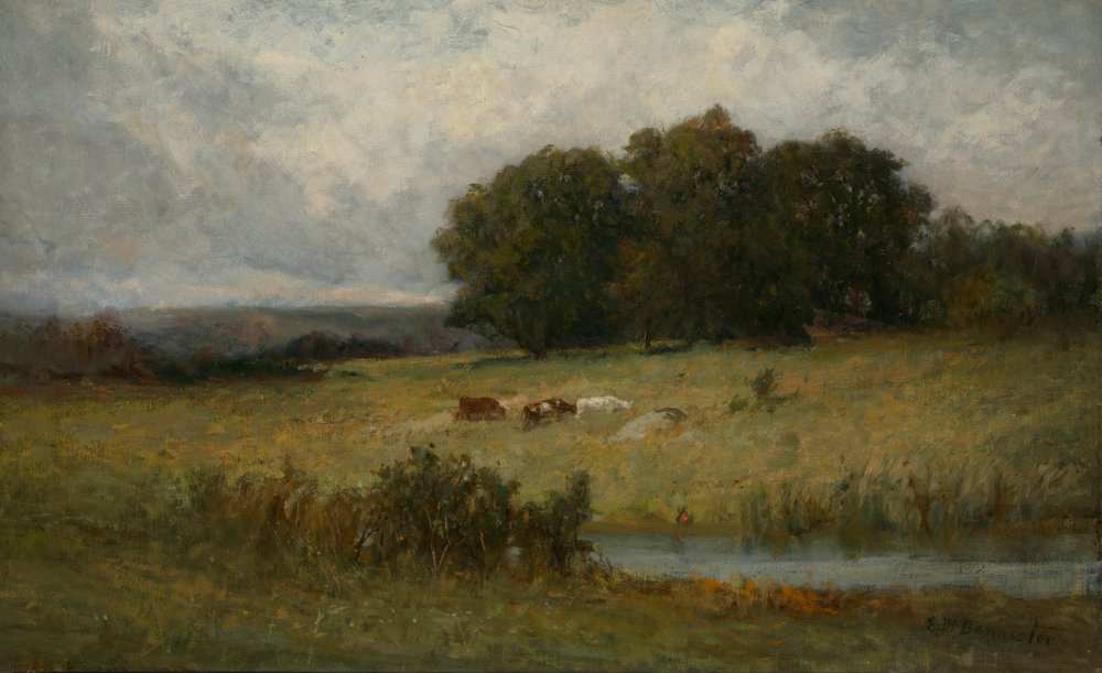 Helle Szene mit Vieh in der Nähe eines Baches von Edward Mitchell Bannister