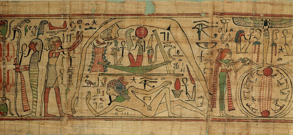 Detail aus dem Papyrus von Nespakashuty, das den Gott Geb (Erde) zeigt, getrennt von seiner Frau, der Göttin Nut (Himmel), Dritte Zwischenzeit von Egyptian 21st Dynasty