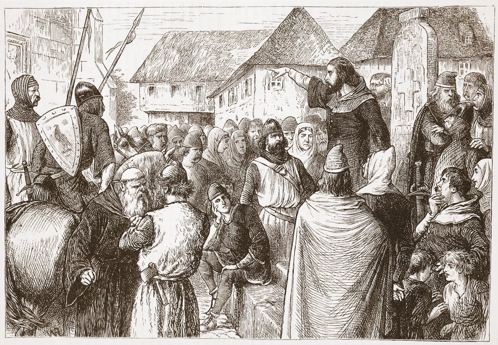 Arnold von Brescia predigt, Illustration aus Die Geschichte des Protestantismus von James Aitken Wylie, veröffentlicht 1878 von English School