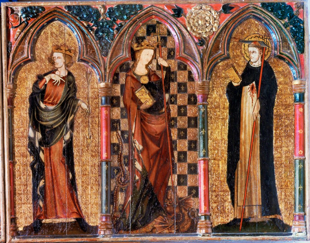Krönung der Heiligen Maria, zu ihrer Linken König David, vom rechten Flügel des Kreuzigungsaltars von English School