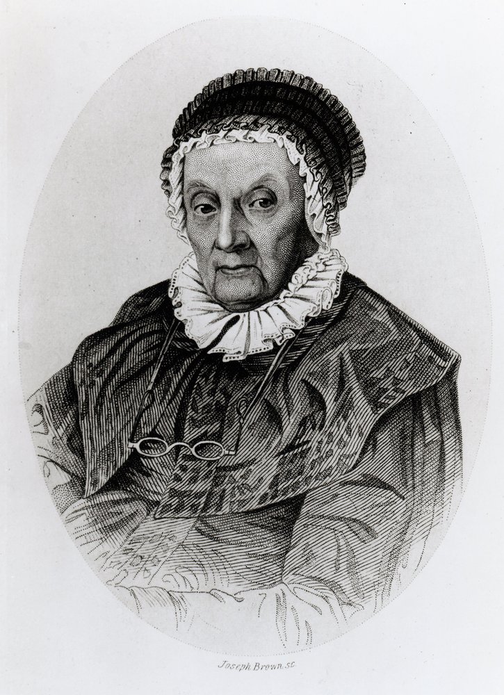 Porträt von Caroline Herschel (1750-1848) im Alter von 92 Jahren, graviert von Joseph Brown von English School