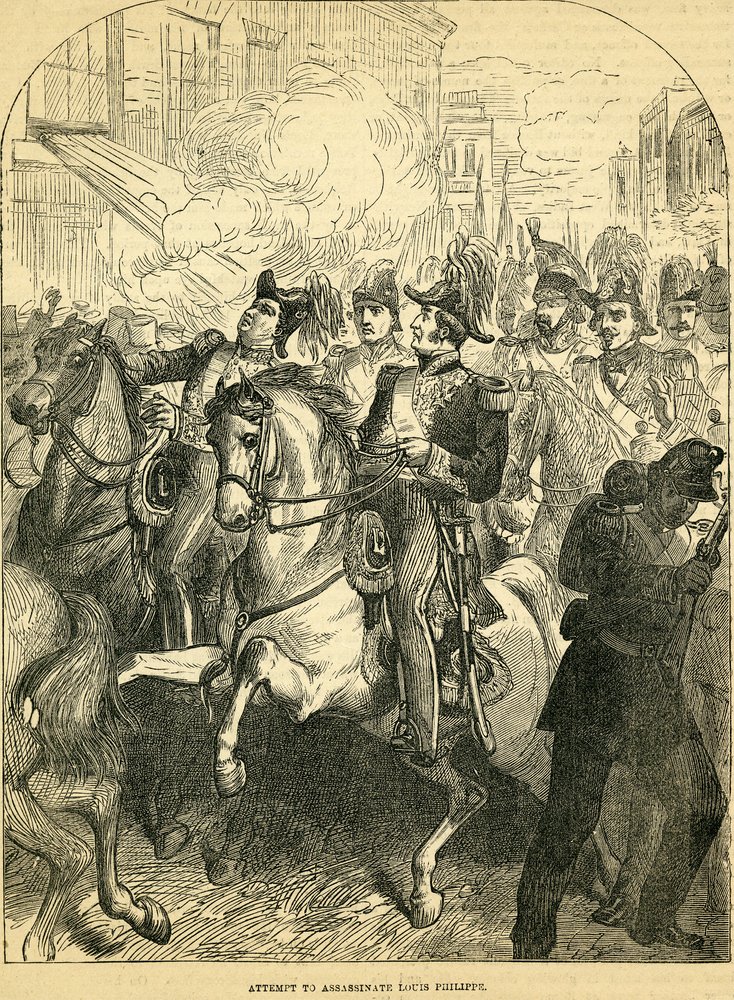 Der Attentatsversuch auf König Louis-Philippe von Frankreich, Illustration aus Cassell