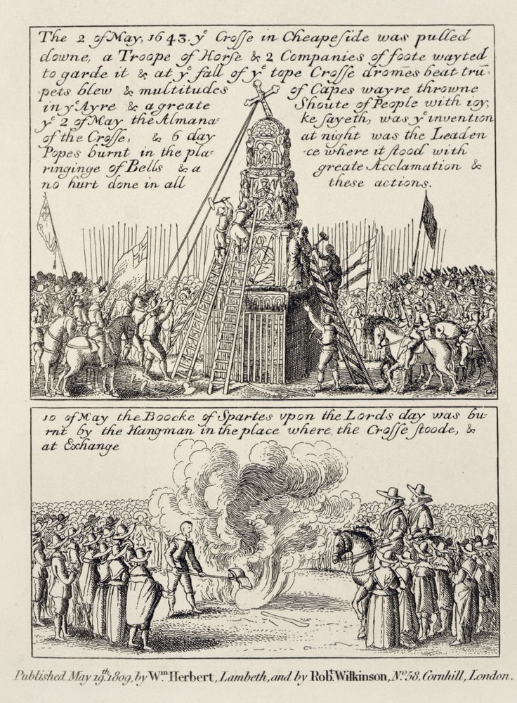 Der Abriss des Cheapside-Kreuzes durch Ikonoklasten und Puritaner und ...