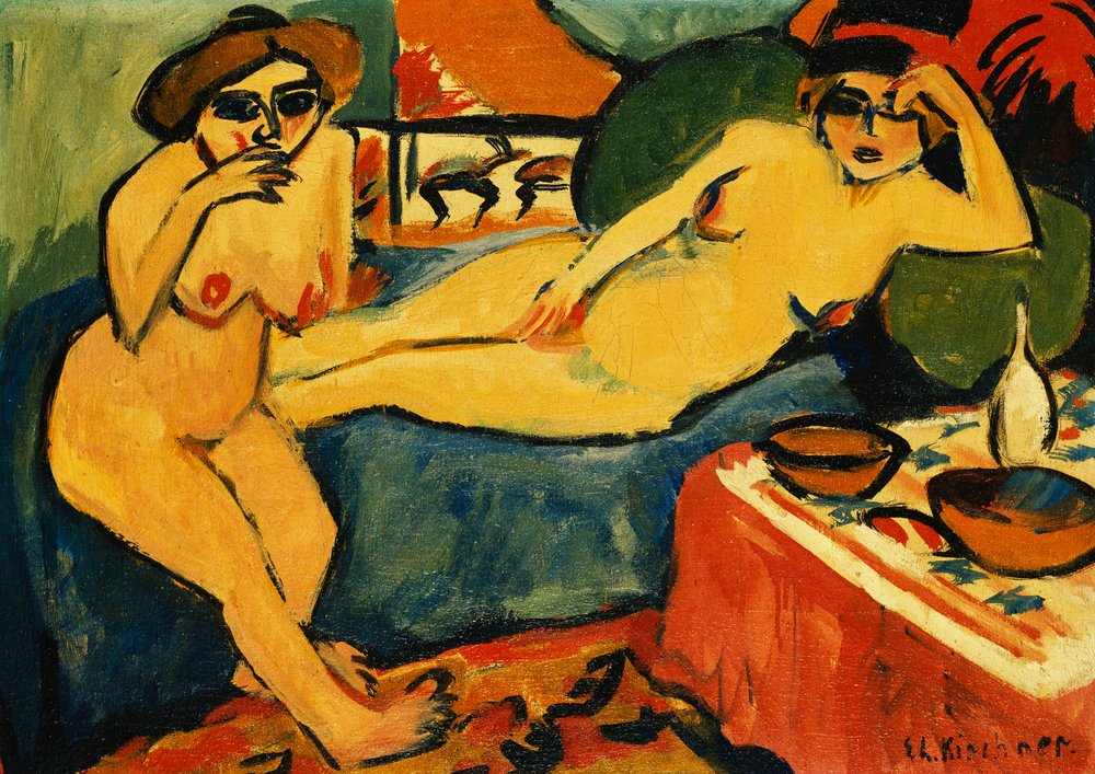 Zwei Akte auf Blauem Sofa, ca. 1910-1920 von Ernst Ludwig Kirchner