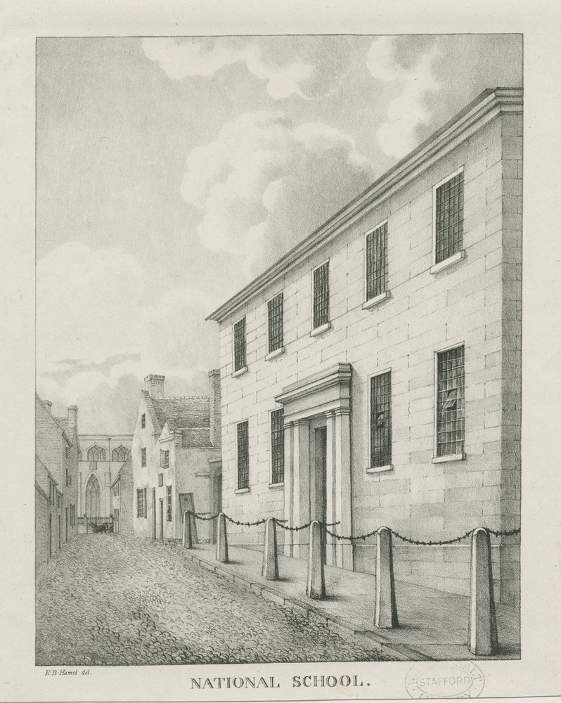 Tamworth - National School: Lithografie, o. J. [1796-1865] von Etienne Bruno Hamel