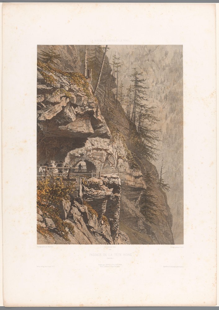 Wanderer am Tête Noire-Pass zwischen Martigny und Chamonix von Eugene Ciceri