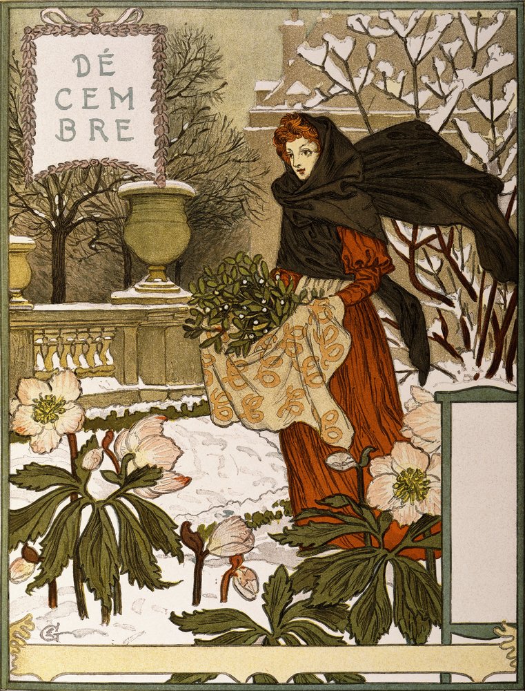 Dezember, Illustration aus dem Kunstportfolio „Le Mois“, 1896 von Eugene Grasset