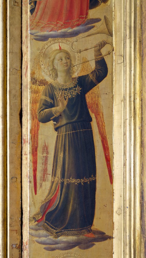 Engel mit einer Trompete, Detail aus dem Linaiuoli-Triptychon, 1433 von Fra Angelico