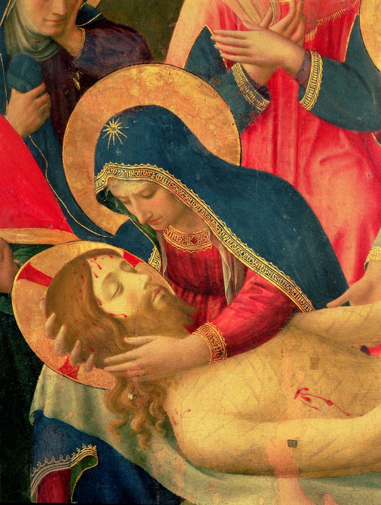 Kreuzabnahme, Detail der Jungfrau Maria, 1436 von Fra Angelico
