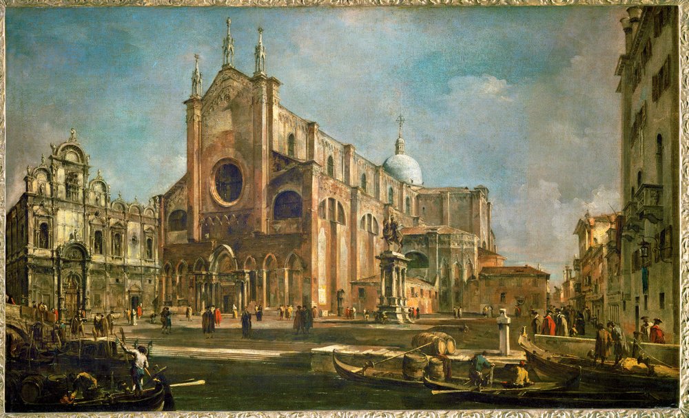 Campo der Kirche Giovanni e Paolo mit der Scuola di San Marco und dem Denkmal von Colleoni, Venedig von Francesco (circle of) Guardi