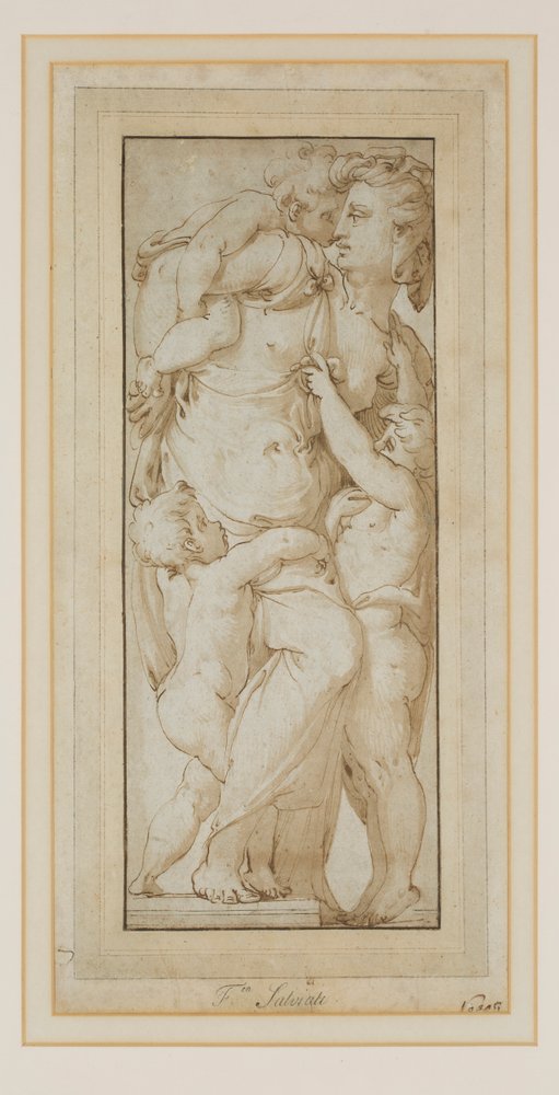 Studie einer Frau und Putti von Francesco de Rossi (follower of) Salviati