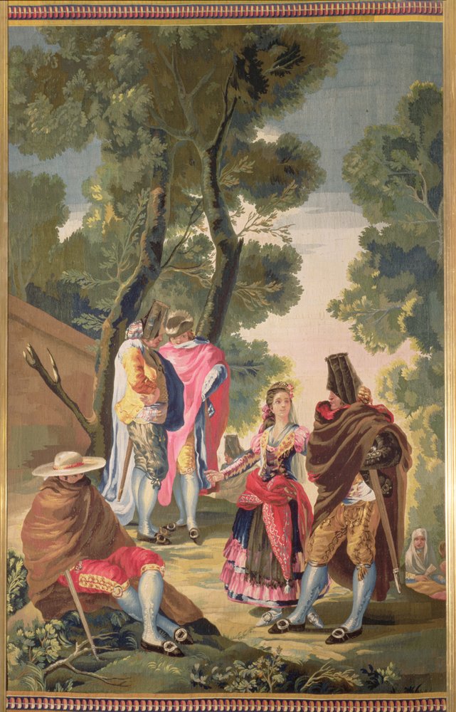 Die hübsche Frau und die maskierten Männer (Die Straße von Andalusien) von Francisco de Goya