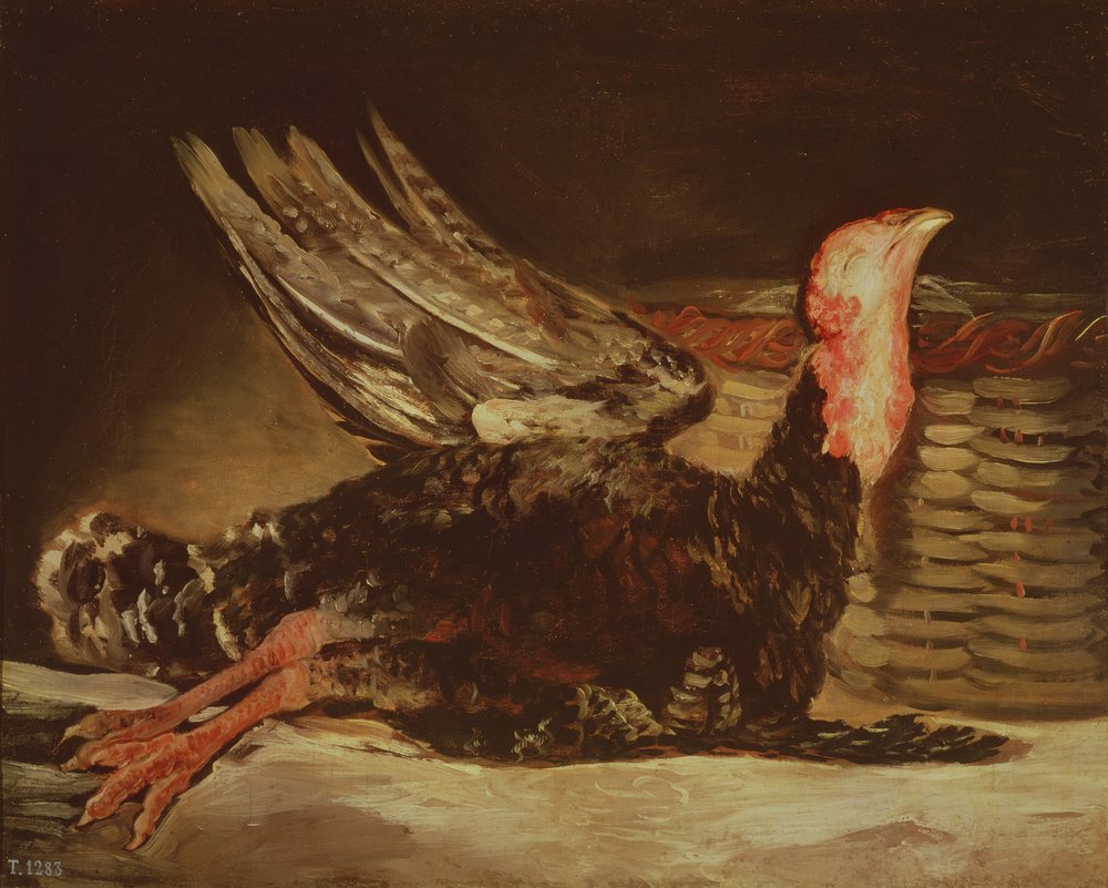 Stillleben mit einem toten Truthahn und einem Weidenkorb, 1806 von Francisco de Goya