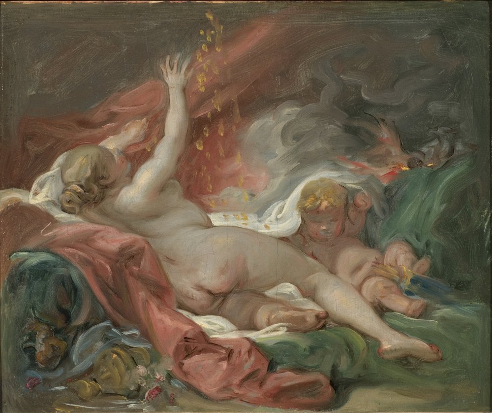 Danaë. Künstlerlebensdaten: 1703-1770. Maße: 29x35 cm. Nationalmuseum, Stockholm von François Boucher