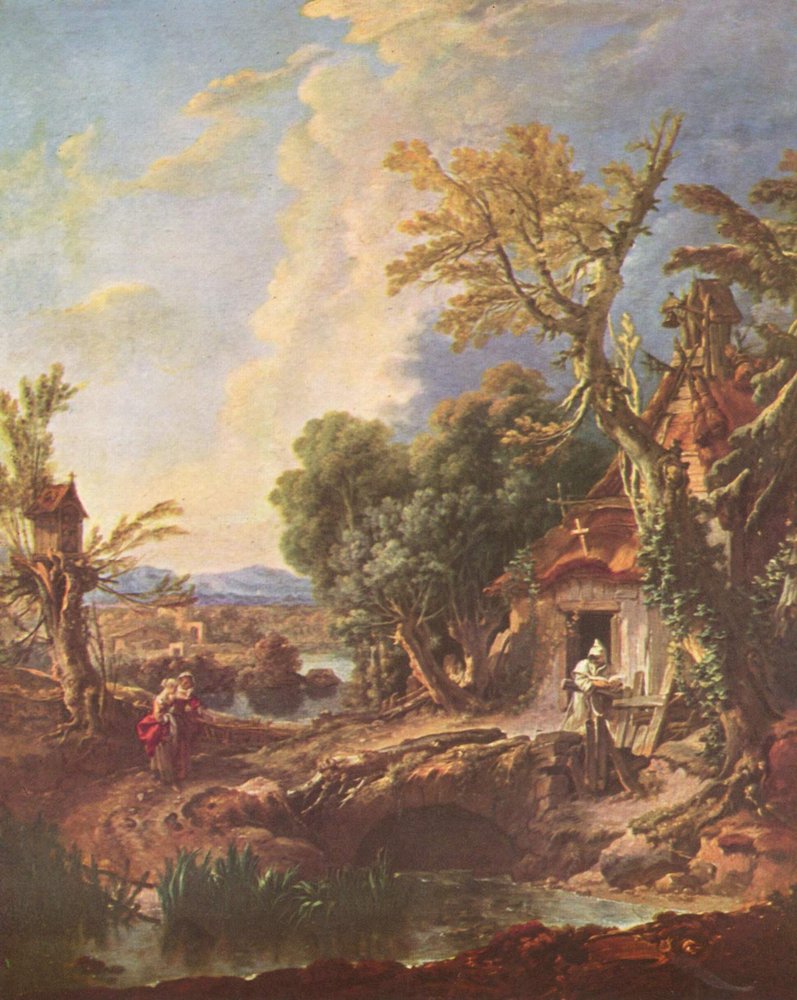 Landschaft mit Bruder Lucas von François Boucher