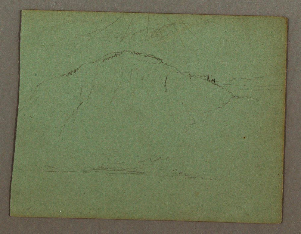Zeichnung, Berg am Ufer, möglicherweise 1856 von Frederic Edwin Church